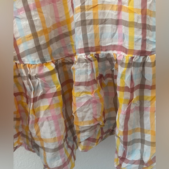 CINQ A SEPT Astor Plaid Poplin Midi Dress Hi Low Tiered  Size 8 *Flaw* - Picture 12 of 13